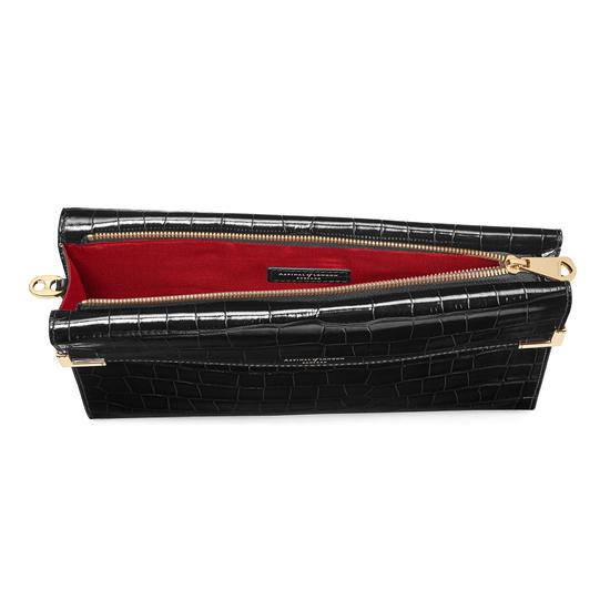 Editor's Clutch in Deep Shine Black Croc from Aspinal of London