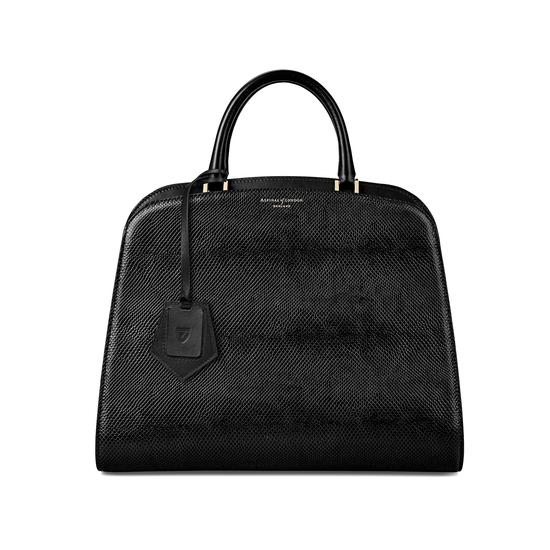 Hepburn Bag in Jet Black Lizard from Aspinal of London