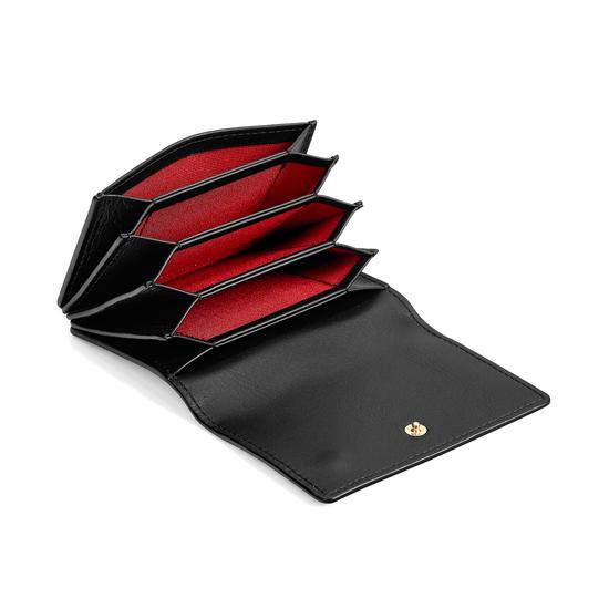 Accordion Credit Card Holder in Smooth Black from Aspinal of London