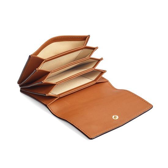 Accordion Credit Card Holder in Smooth Natural Tan from Aspinal of London
