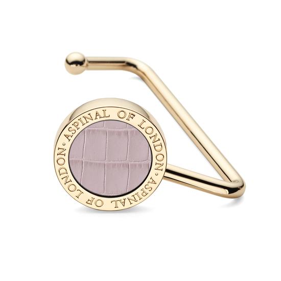 Aspinal Handbag Hook in Deep Shine Lilac Croc from Aspinal of London