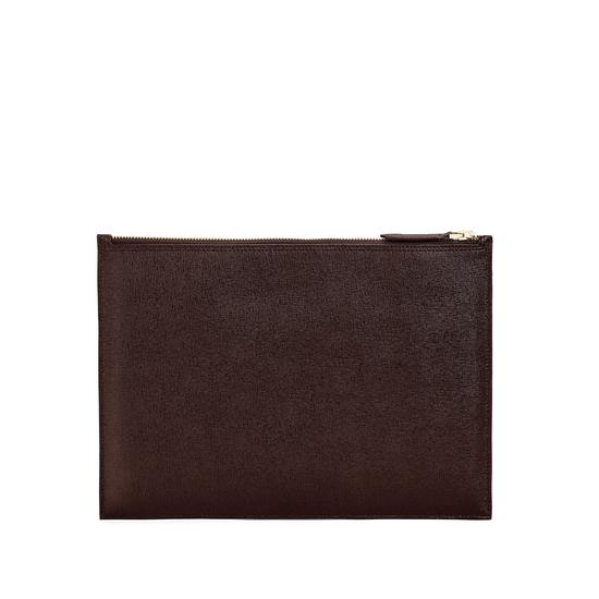Mount Street Flat Pouch in Brown Saffiano from Aspinal of London