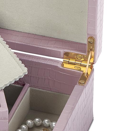 Savoy Jewellery Box in Deep Shine Lilac Small Croc from Aspinal of London