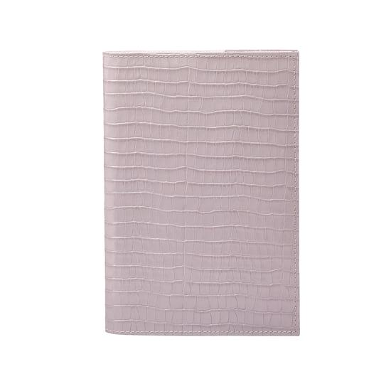 A5 Refillable Leather Journal in Deep Shine Lilac Small Croc from Aspinal of London