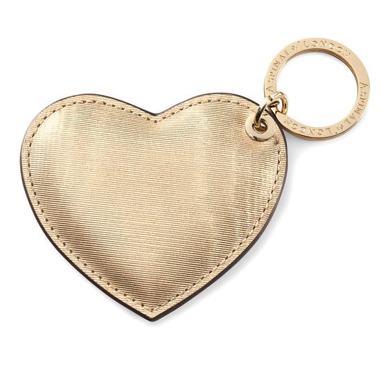 Heart Keyring in Gold Moire Print from Aspinal of London