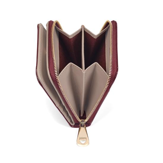 Mini Continental Zipped Coin Purse in Deep Shine Cherry Patent from Aspinal of London
