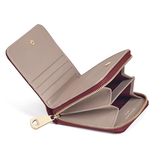 Mini Continental Zipped Coin Purse in Deep Shine Cherry Patent from Aspinal of London