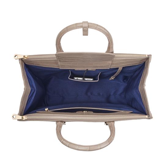 Editor's Tote in Deep Shine Soft Taupe Croc from Aspinal of London