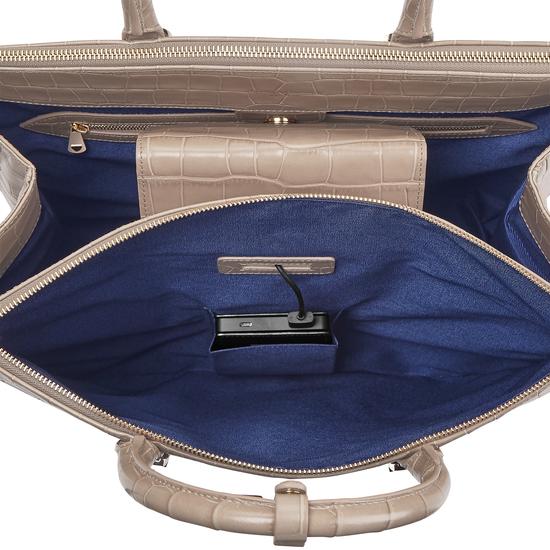 Editor's Tote in Deep Shine Soft Taupe Croc from Aspinal of London