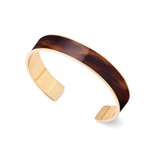 Cleopatra Skinny Cuff Bracelet in Deep Shine Tortoiseshell Patent from Aspinal of London