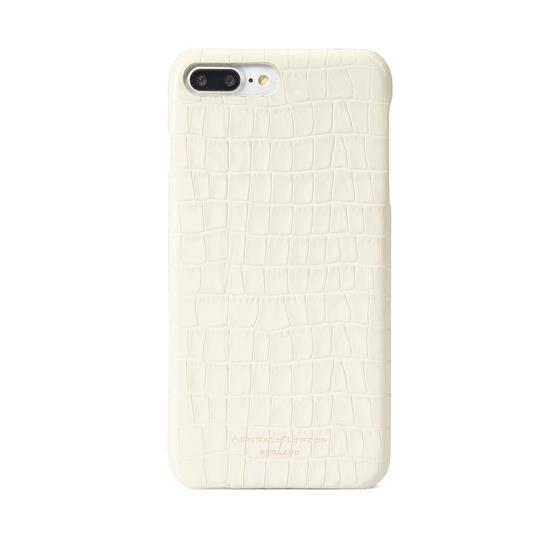iPhone 7 Plus Leather Cover in Deep Shine Ivory Croc from Aspinal of London