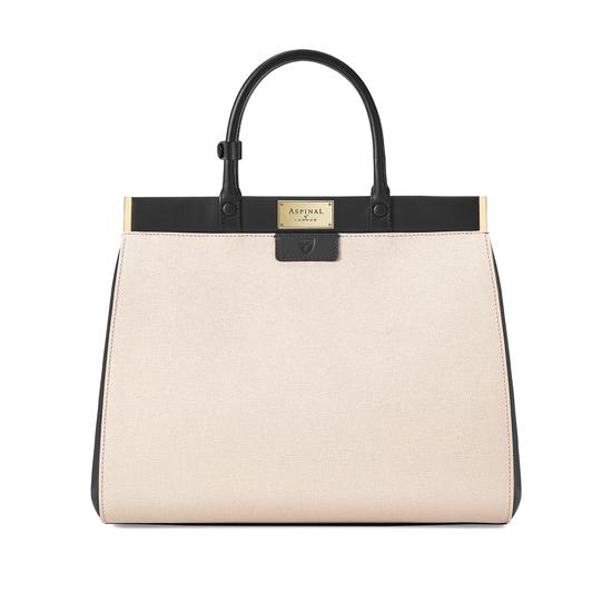 Large Florence Snap Bag in Monochrome Saffiano from Aspinal of London