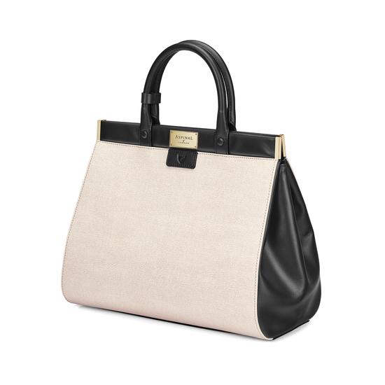Large Florence Snap Bag in Monochrome Saffiano from Aspinal of London