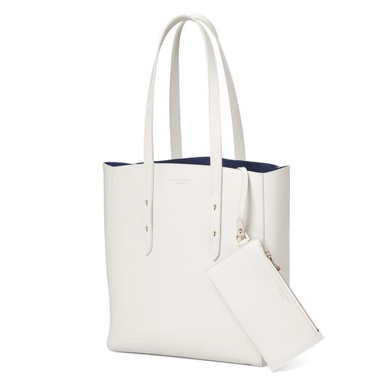 Essential Tote in Smooth Ivory & Navy Suede from Aspinal of London