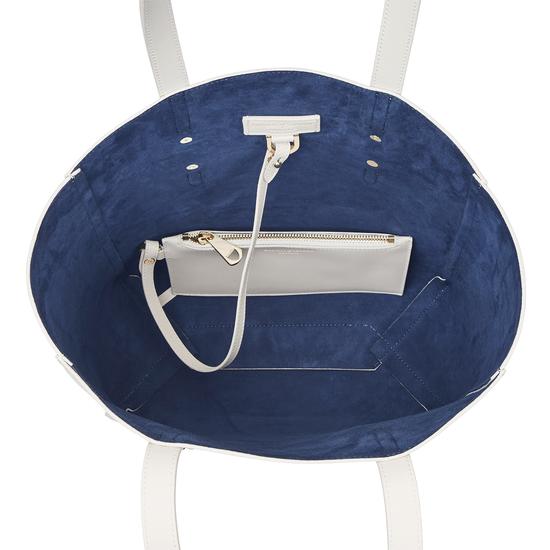 Essential Tote in Smooth Ivory & Navy Suede from Aspinal of London