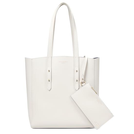 Essential Tote in Smooth Ivory & Navy Suede from Aspinal of London