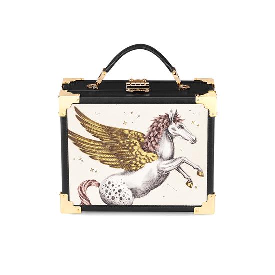 Mini Trunk Clutch in Pegasus Ivory Print from Aspinal of London