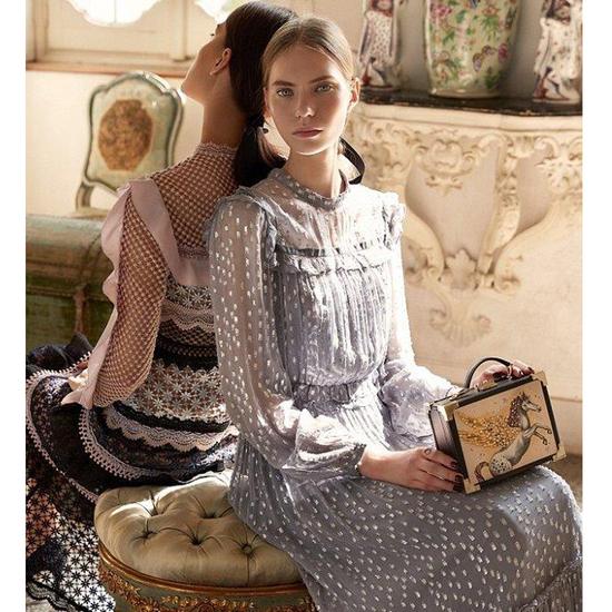 Mini Trunk Clutch in Pegasus Ivory Print from Aspinal of London