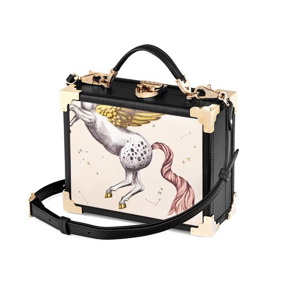 Mini Trunk Clutch in Pegasus Ivory Print from Aspinal of London