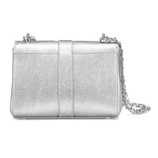 Small Lottie Bag in Silver Saffiano from Aspinal of London