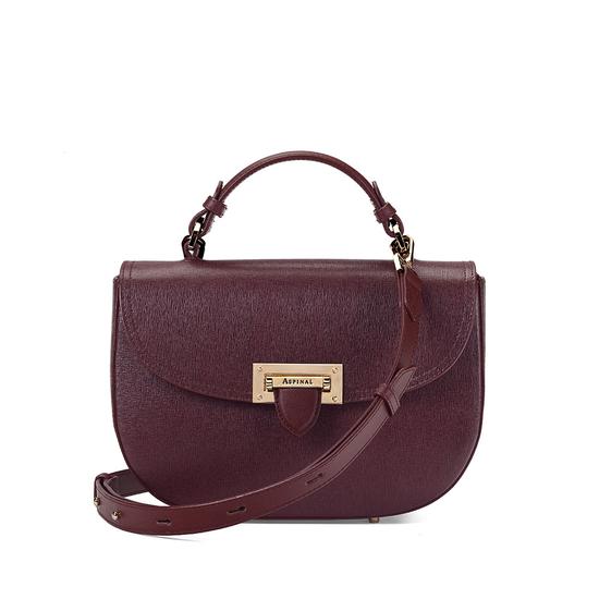 Letterbox Saddle Bag in Burgundy Saffiano from Aspinal of London