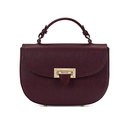 Letterbox Saddle Bag in Burgundy Saffiano from Aspinal of London