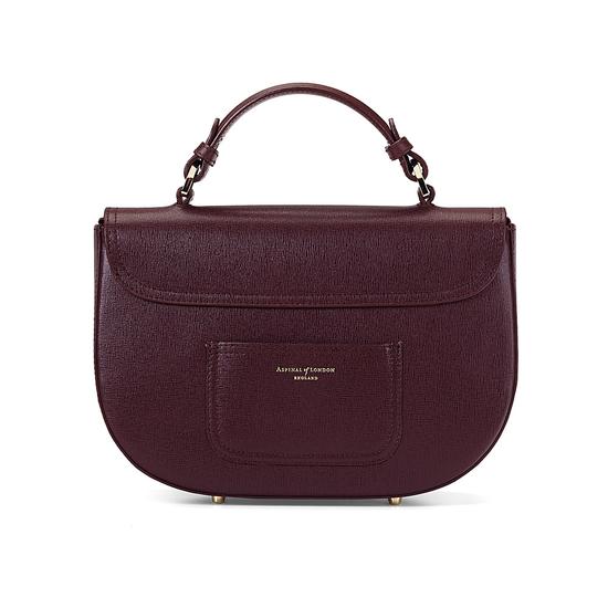 Letterbox Saddle Bag in Burgundy Saffiano from Aspinal of London