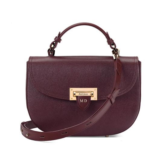 Letterbox Saddle Bag in Burgundy Saffiano from Aspinal of London