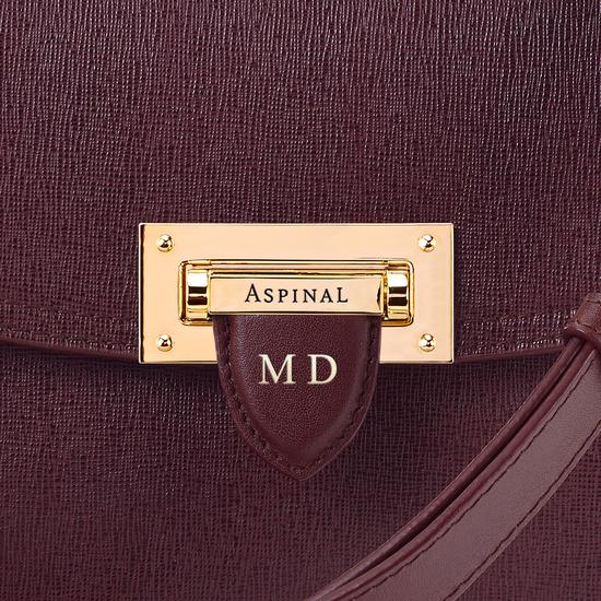 Letterbox Saddle Bag in Burgundy Saffiano from Aspinal of London