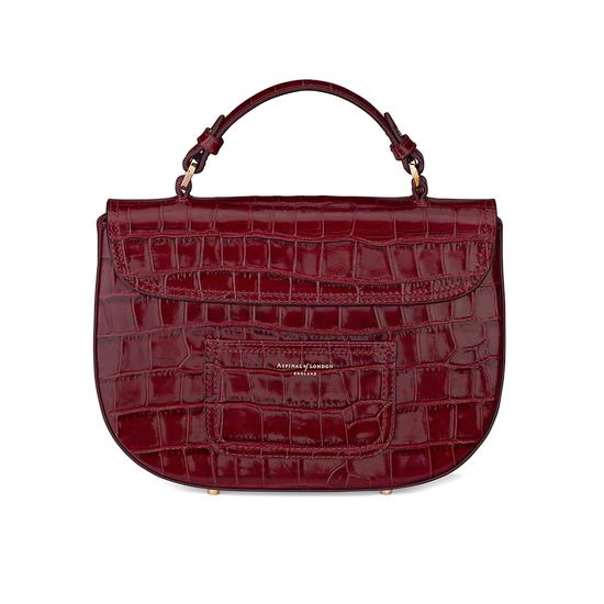 Letterbox Saddle Bag in Deep Shine Bordeaux Croc from Aspinal of London