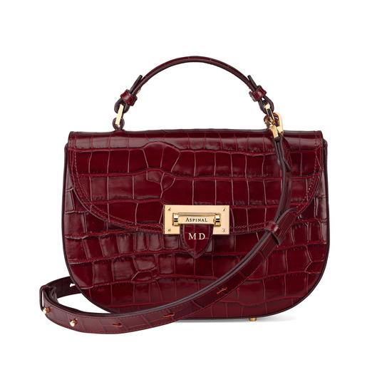 Letterbox Saddle Bag in Deep Shine Bordeaux Croc from Aspinal of London