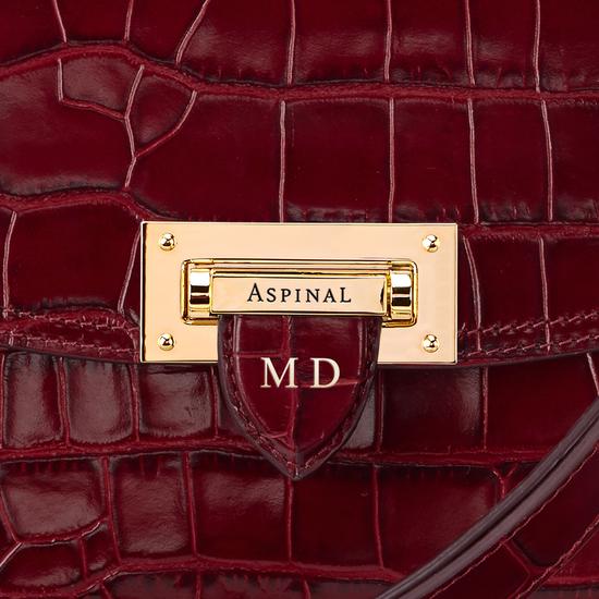 Letterbox Saddle Bag in Deep Shine Bordeaux Croc from Aspinal of London