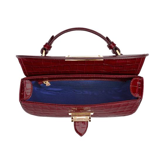 Letterbox Saddle Bag in Deep Shine Bordeaux Croc from Aspinal of London
