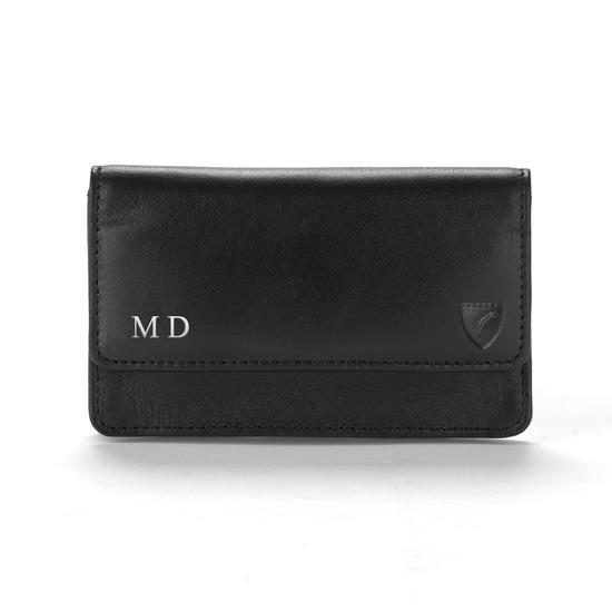 Business & Credit Card Case in Teal Nubuck Croc from Aspinal of London