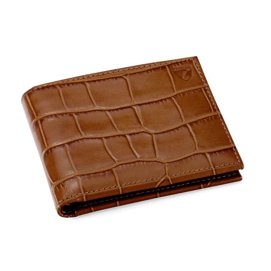 Billfold Wallet in Deep Shine Vintage Tan Croc from Aspinal of London