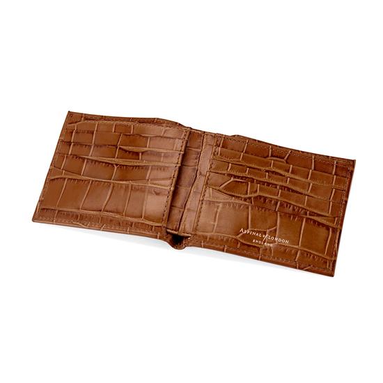Billfold Wallet in Deep Shine Vintage Tan Croc from Aspinal of London