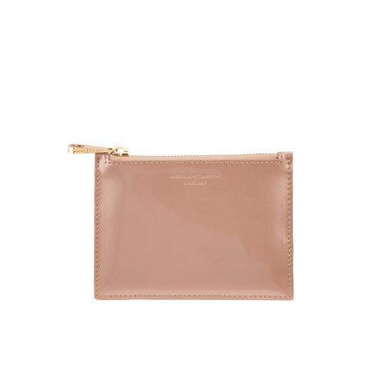 Small Essential Flat Pouch in Rose Gold Patent from Aspinal of London