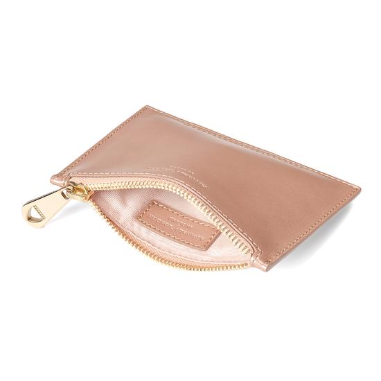 Small Essential Flat Pouch in Rose Gold Patent from Aspinal of London