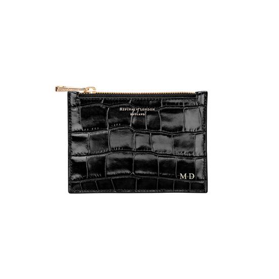 Small Essential Flat Pouch in Rose Gold Patent from Aspinal of London