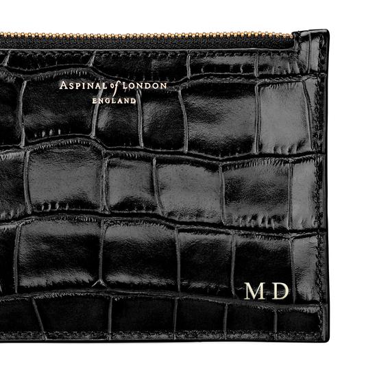 Small Essential Flat Pouch in Rose Gold Patent from Aspinal of London