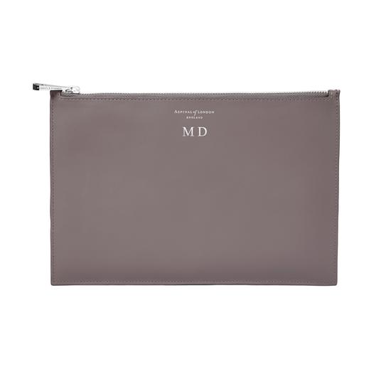 Large Essential Flat Pouch in Misty Blue Metallic from Aspinal of London