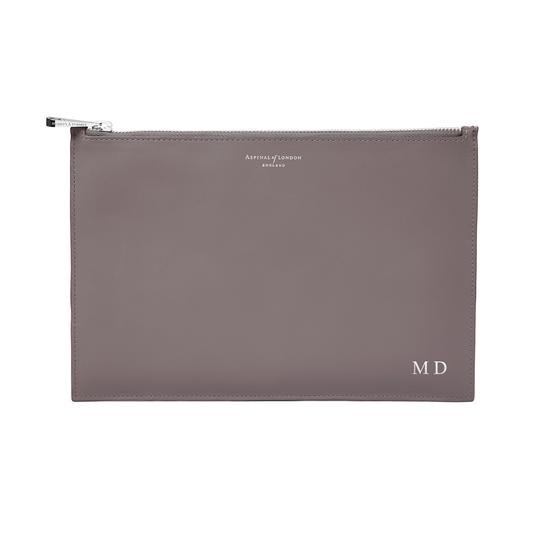Large Essential Flat Pouch in Misty Blue Metallic from Aspinal of London