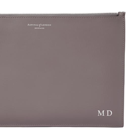Large Essential Flat Pouch in Misty Blue Metallic from Aspinal of London