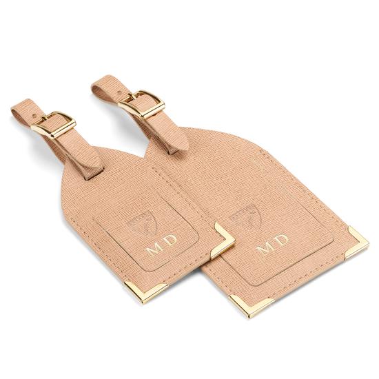 Set of 2 Luggage Tags in Peppermint Kaviar from Aspinal of London