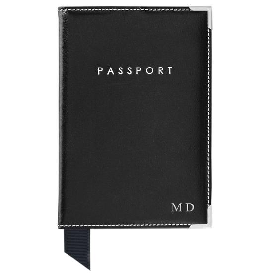 Passport Cover in Navy Croc from Aspinal of London