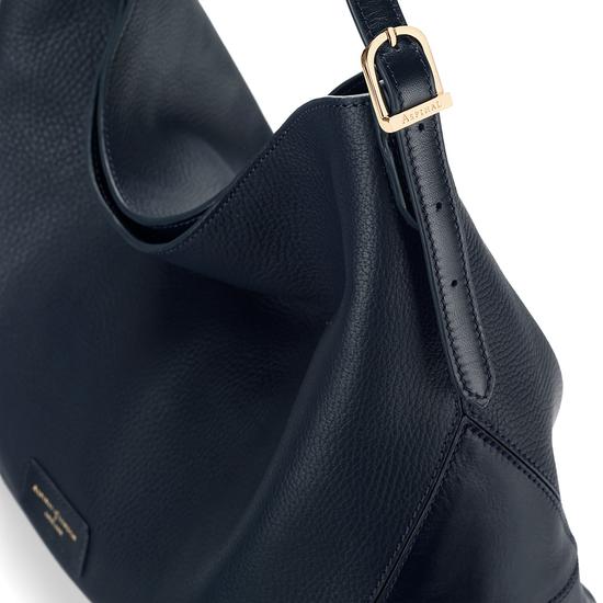 Aspinal Hobo Bag in Navy Pebble & Smooth Navy from Aspinal of London