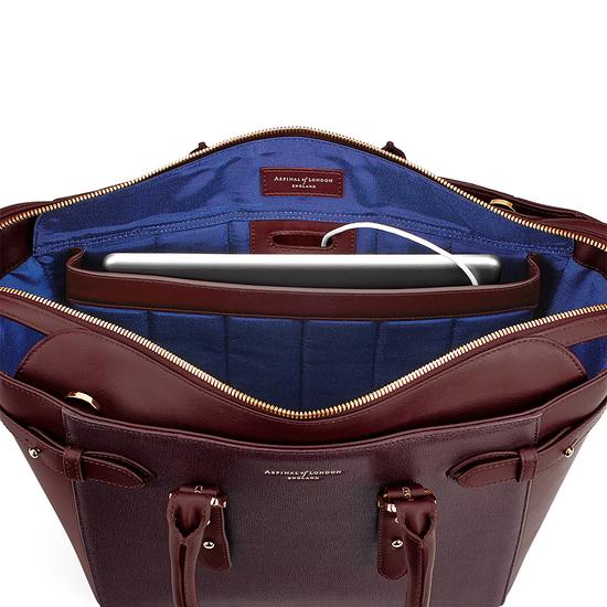 Midi Marylebone Tech Tote in Burgundy Saffiano from Aspinal of London