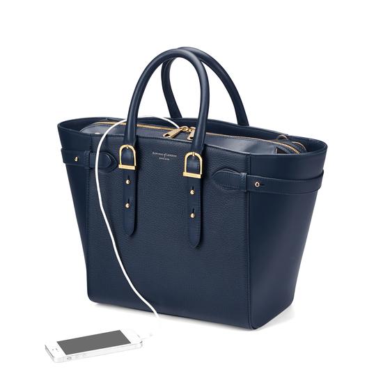 Midi Marylebone Tech Tote in Navy Pebble from Aspinal of London