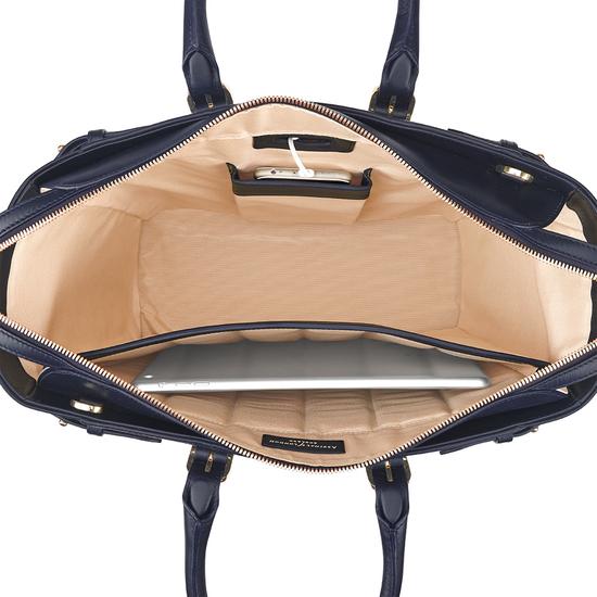 Midi Marylebone Tech Tote in Navy Pebble from Aspinal of London