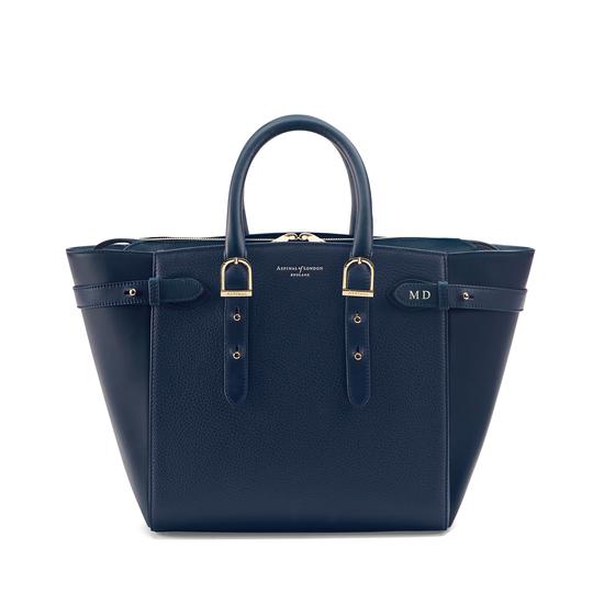 Midi Marylebone Tech Tote in Navy Pebble from Aspinal of London